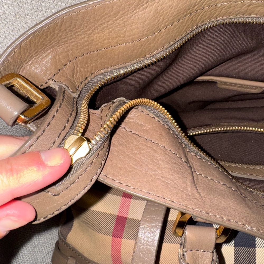 BURBERRY House Check Bridle CalfskinTote Bag vintage tan brown - Picture 10 of 17
